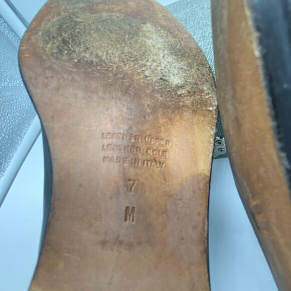 Talbots Loafer Italy Black Leather‎ Calf hair zebra print Square toe Women  7 - Picture 8 of 8